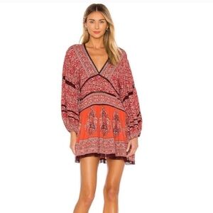 Free People Paisley Mini Dress Tunic Top Boho Hippie Size XS